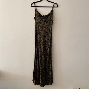 Zara Women's Midi Slip Dress Leopard Animal Print Size M